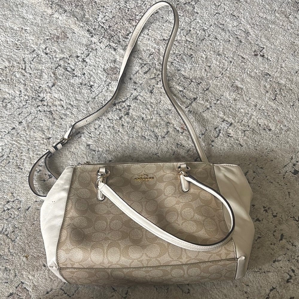 Coach Beige Signature Tote Bag